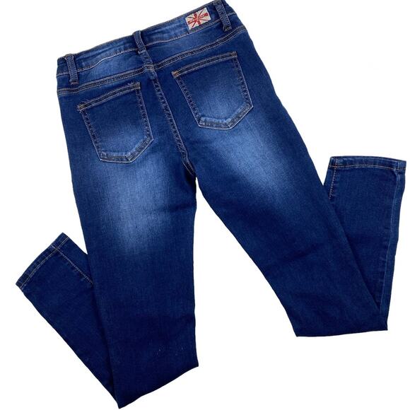 Machine Nouvelle Mode Distressed Jeans Blue Skinny Juniors sz 3 Lace Up Fly - Picture 2 of 12